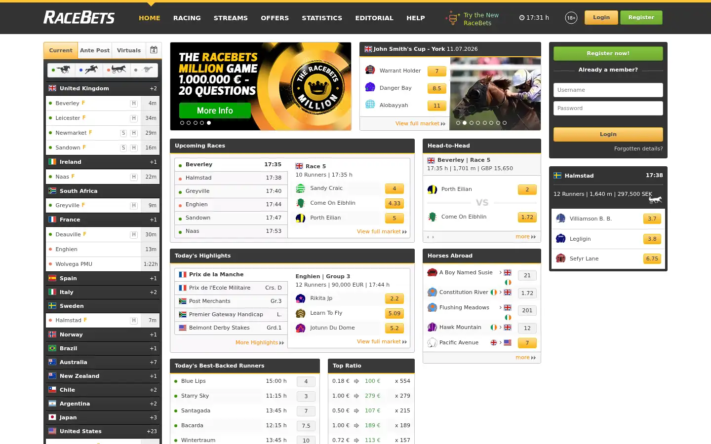 Screenshot of racebets.com