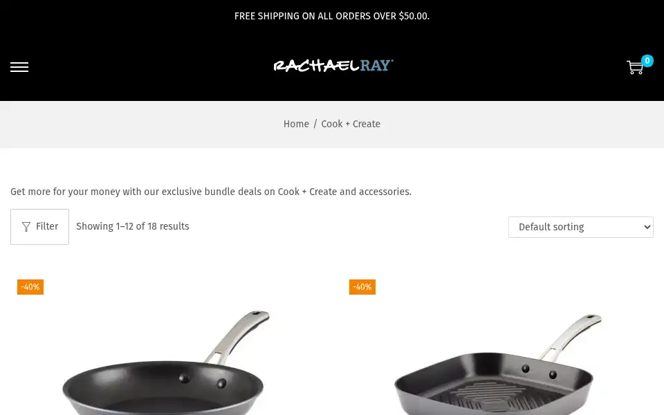 Screenshot of rachaelraybakeware.com