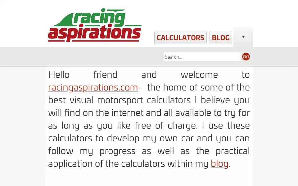 Screenshot of racingaspirations.com