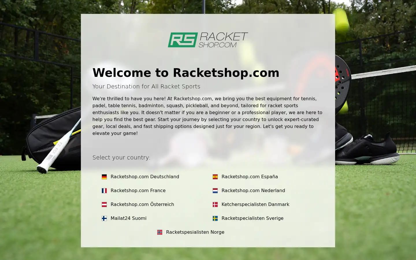 Screenshot of racketshop.com