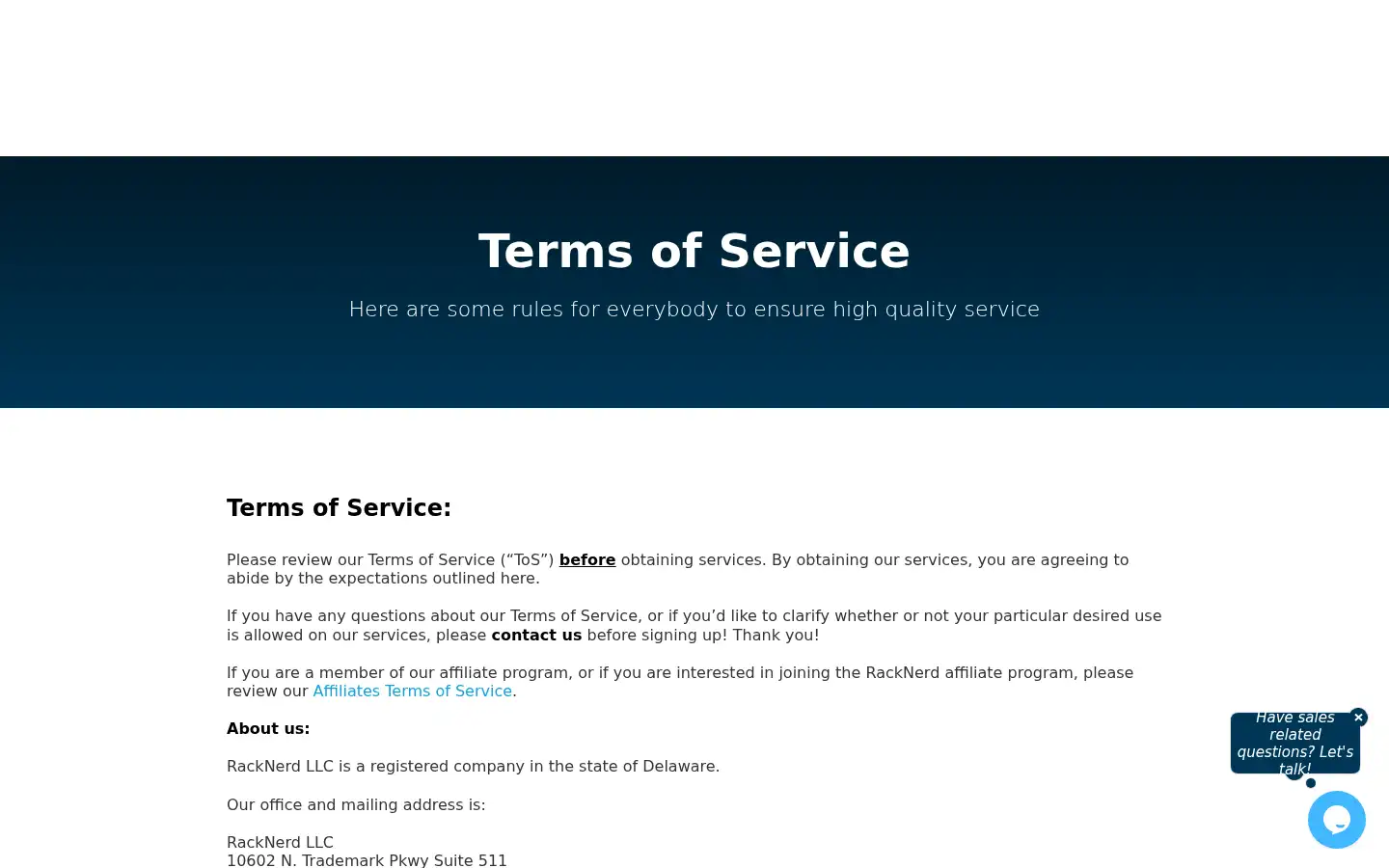 Screenshot of racknerd.com