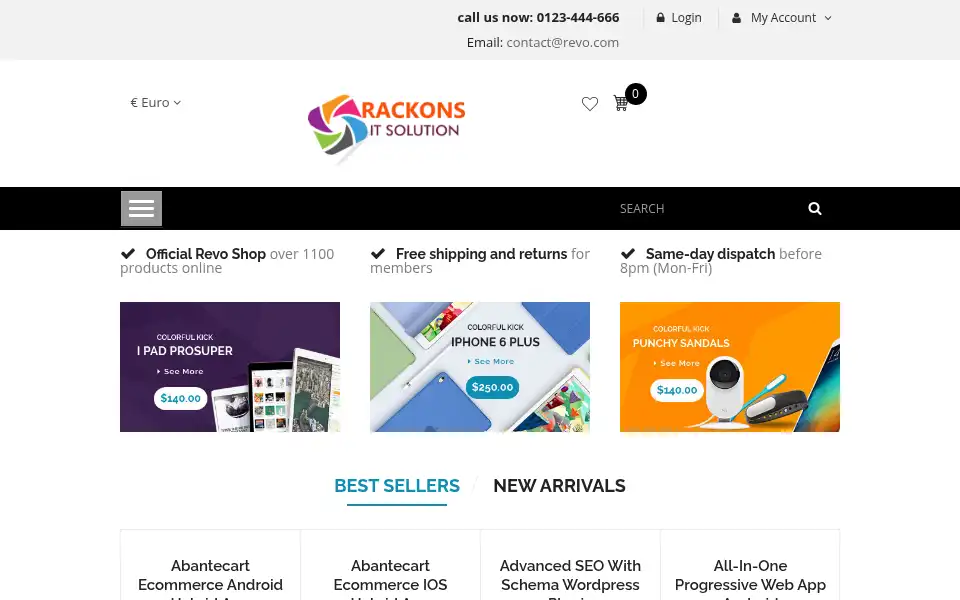 Screenshot of rackons.in