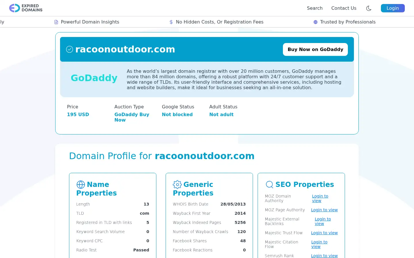 Screenshot of racoonoutdoor.com