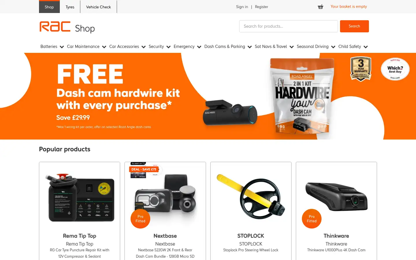 Screenshot of racshop.co.uk