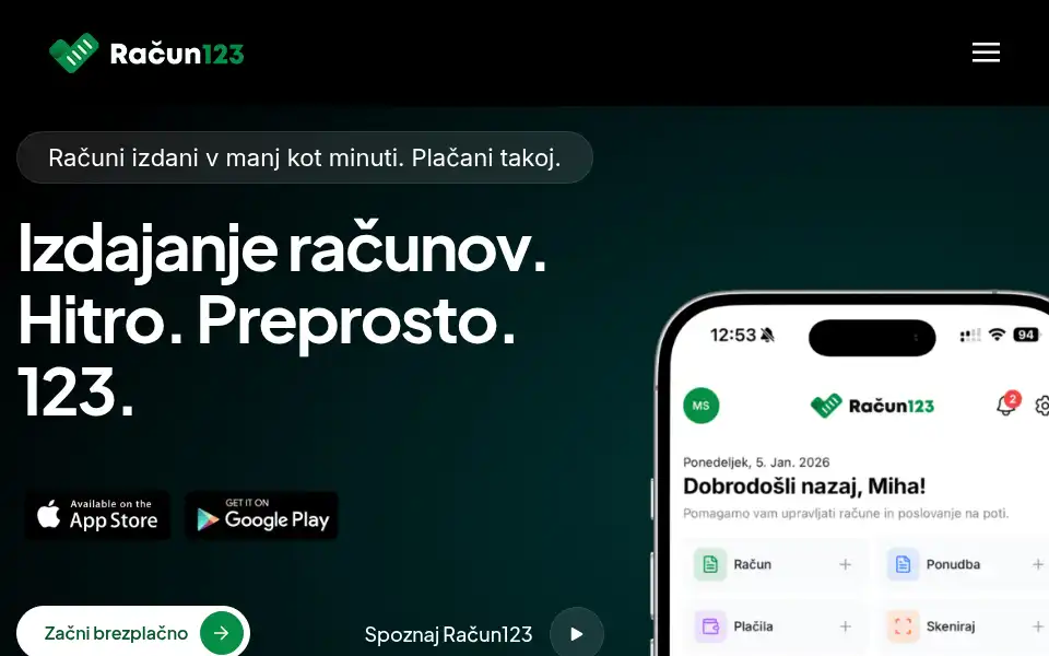 Screenshot of racun123.si