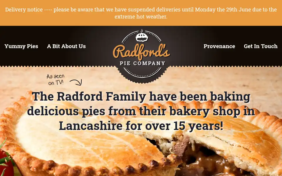 Screenshot of radfordspiecompany.co.uk