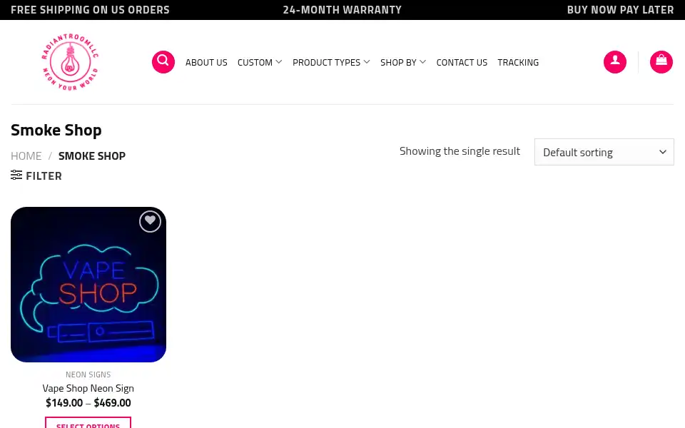 Screenshot of radiantroomllc.com