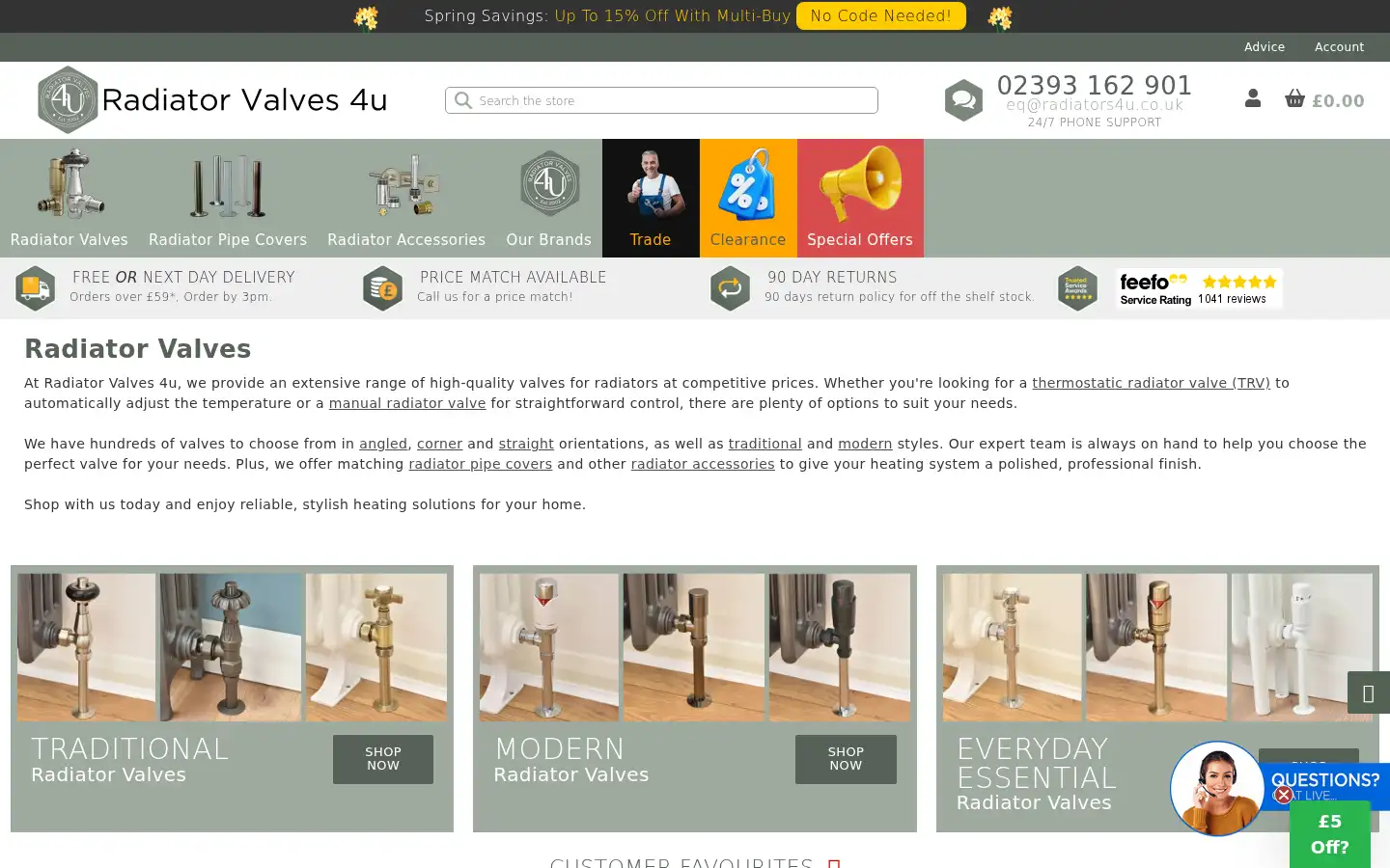 Screenshot of radiatorvalves4u.co.uk