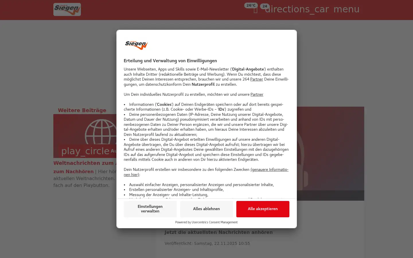 Screenshot of radio-siegen.de