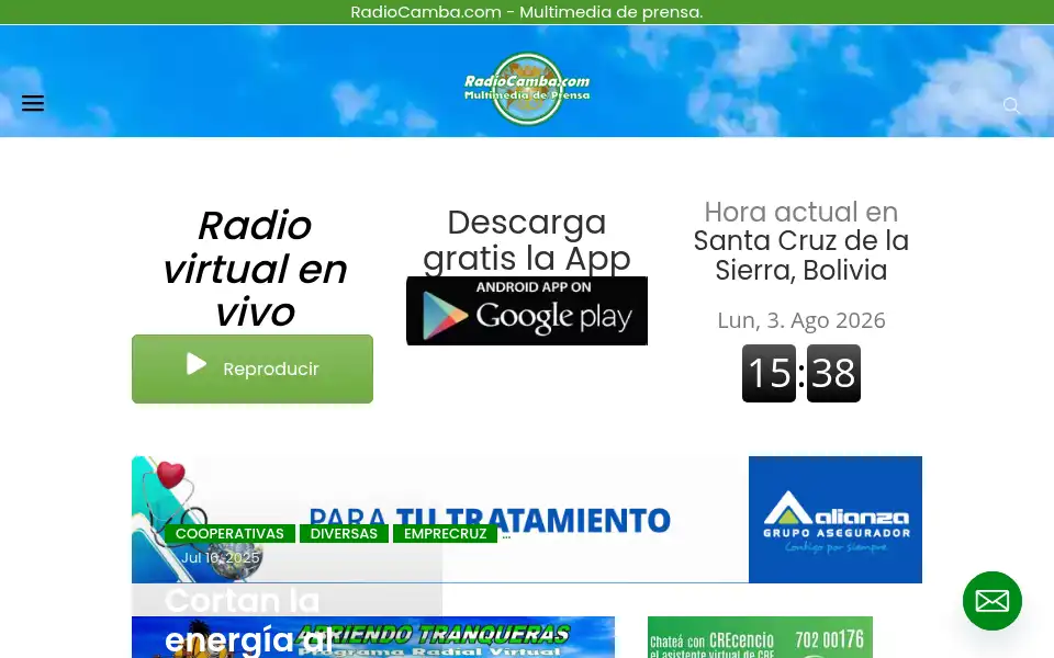 Screenshot of radiocamba.com.bo