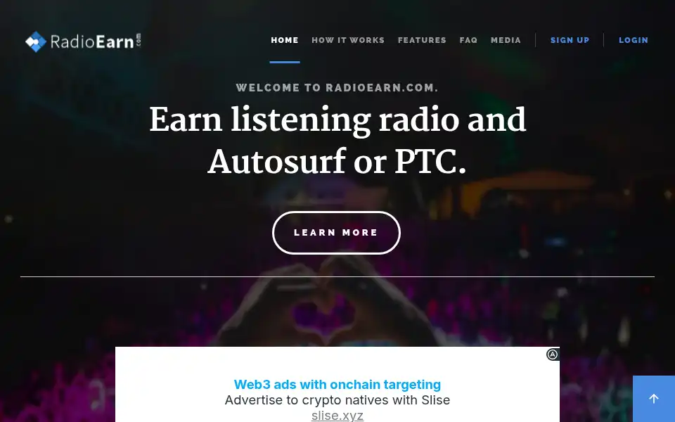 Screenshot of radioearn.com