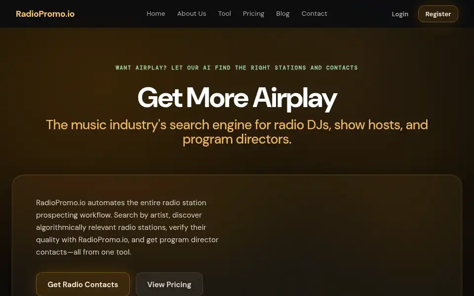Screenshot of radiopromo.io