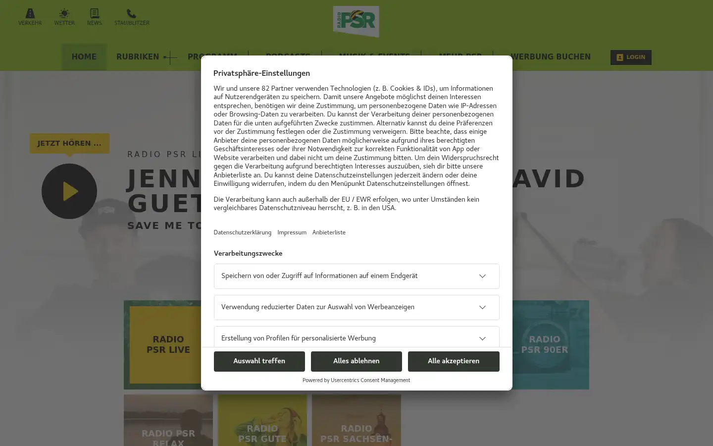 Screenshot of radiopsr.de
