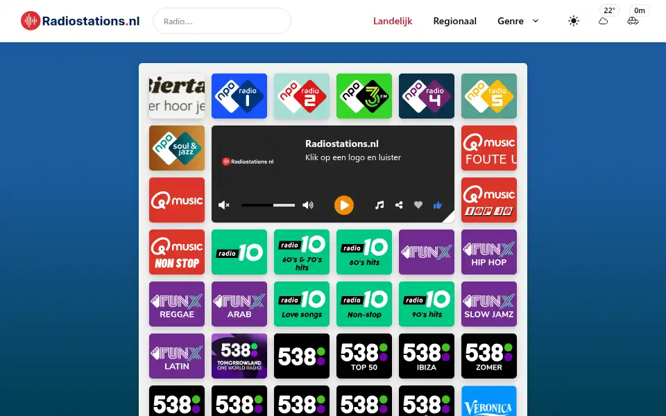 Screenshot of radiostations.nl