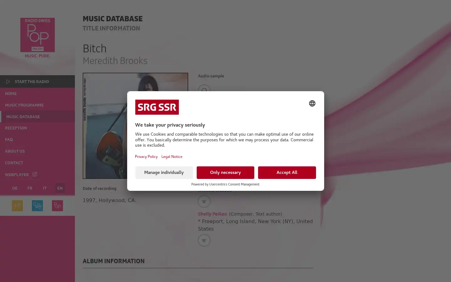 Screenshot of radioswisspop.ch