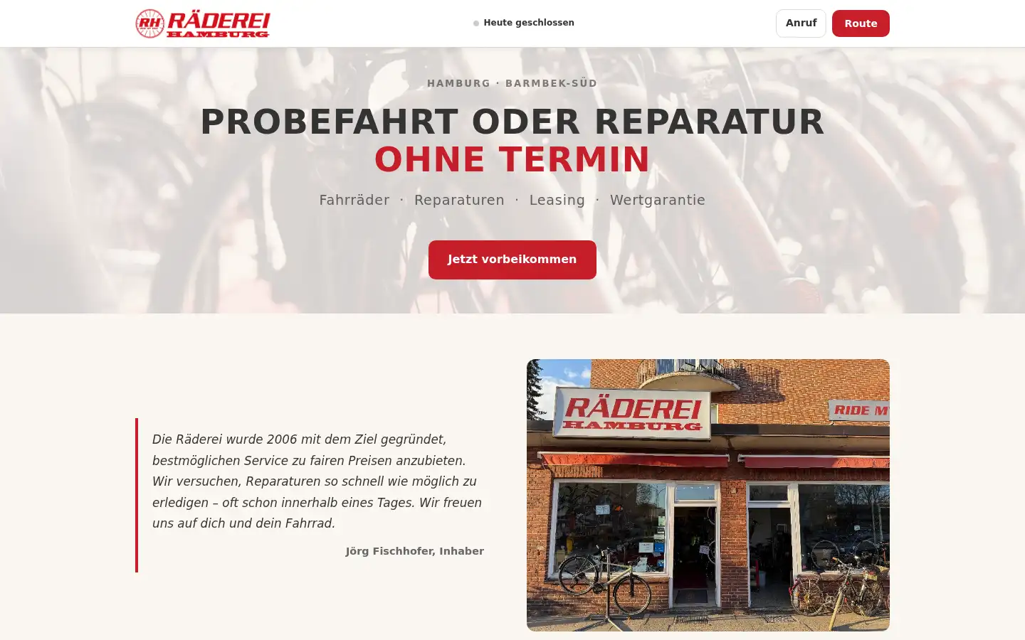 Screenshot of raederei-hamburg.de