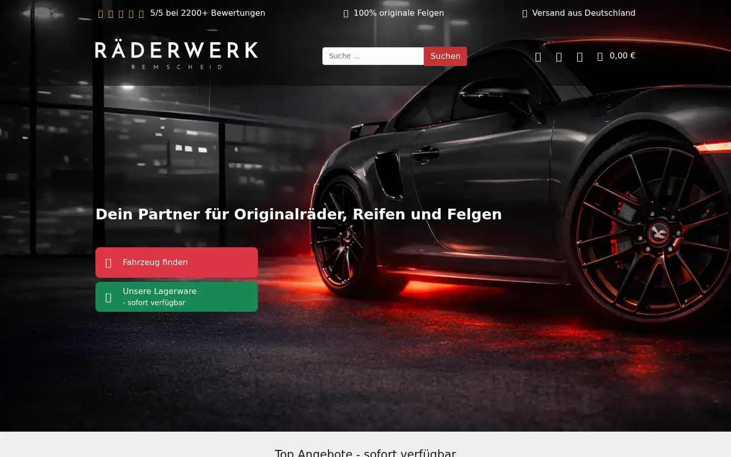 Screenshot of raederwerk-shop.de
