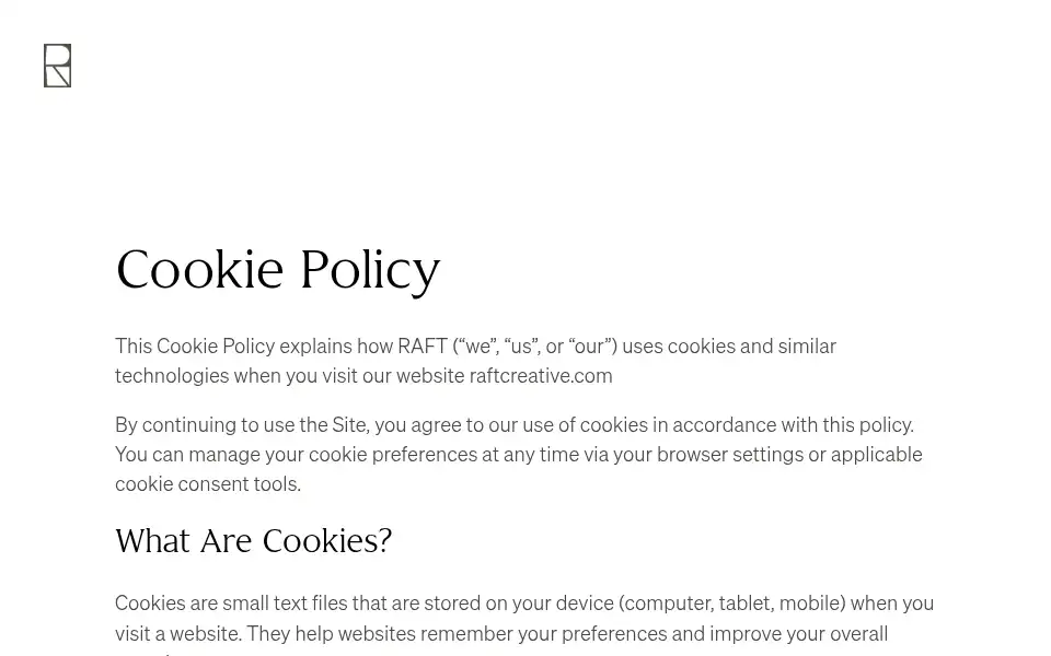Screenshot of raftcreative.com