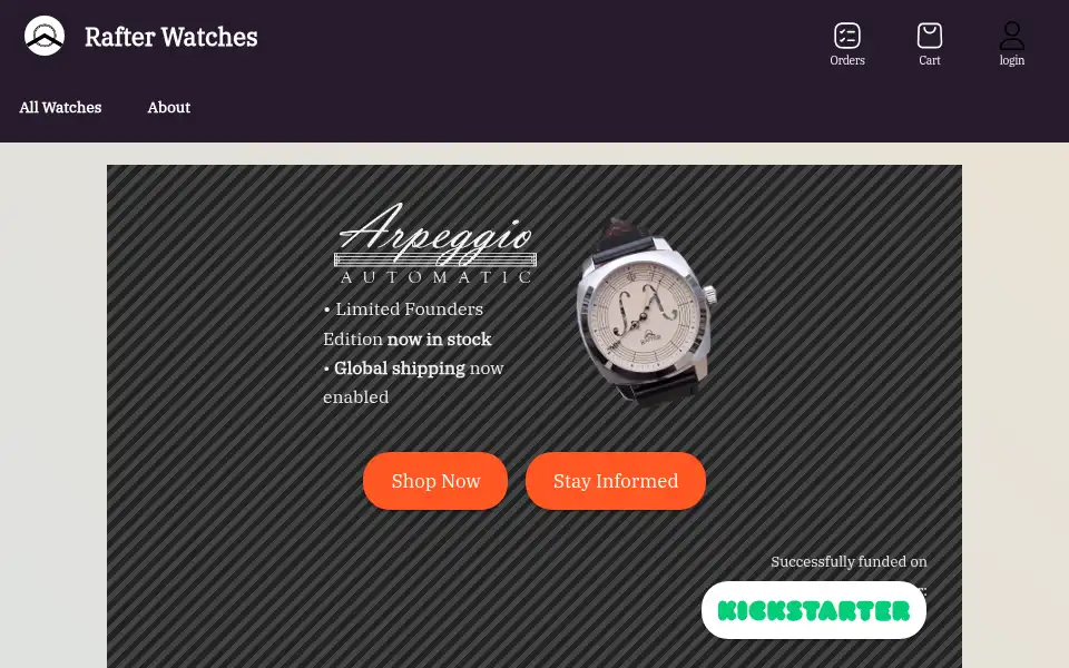 Screenshot of rafterwatches.com