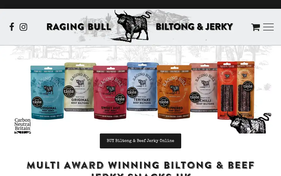 Screenshot of ragingbullbiltong.com