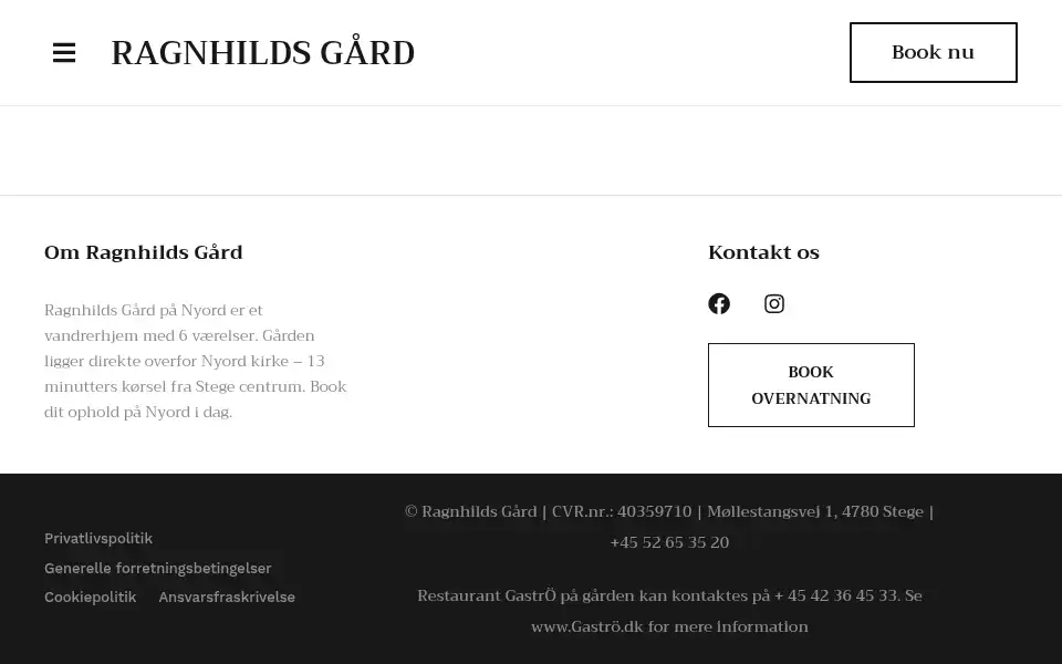Screenshot of ragnhildsgaard.dk