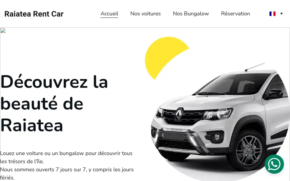 Screenshot of raiatearentcar.com