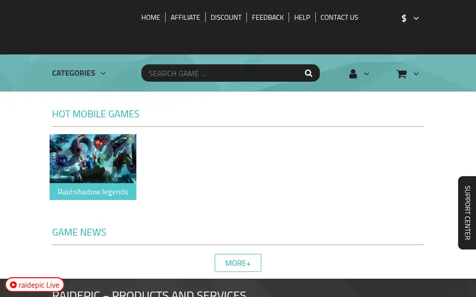 Screenshot of raidepic.com