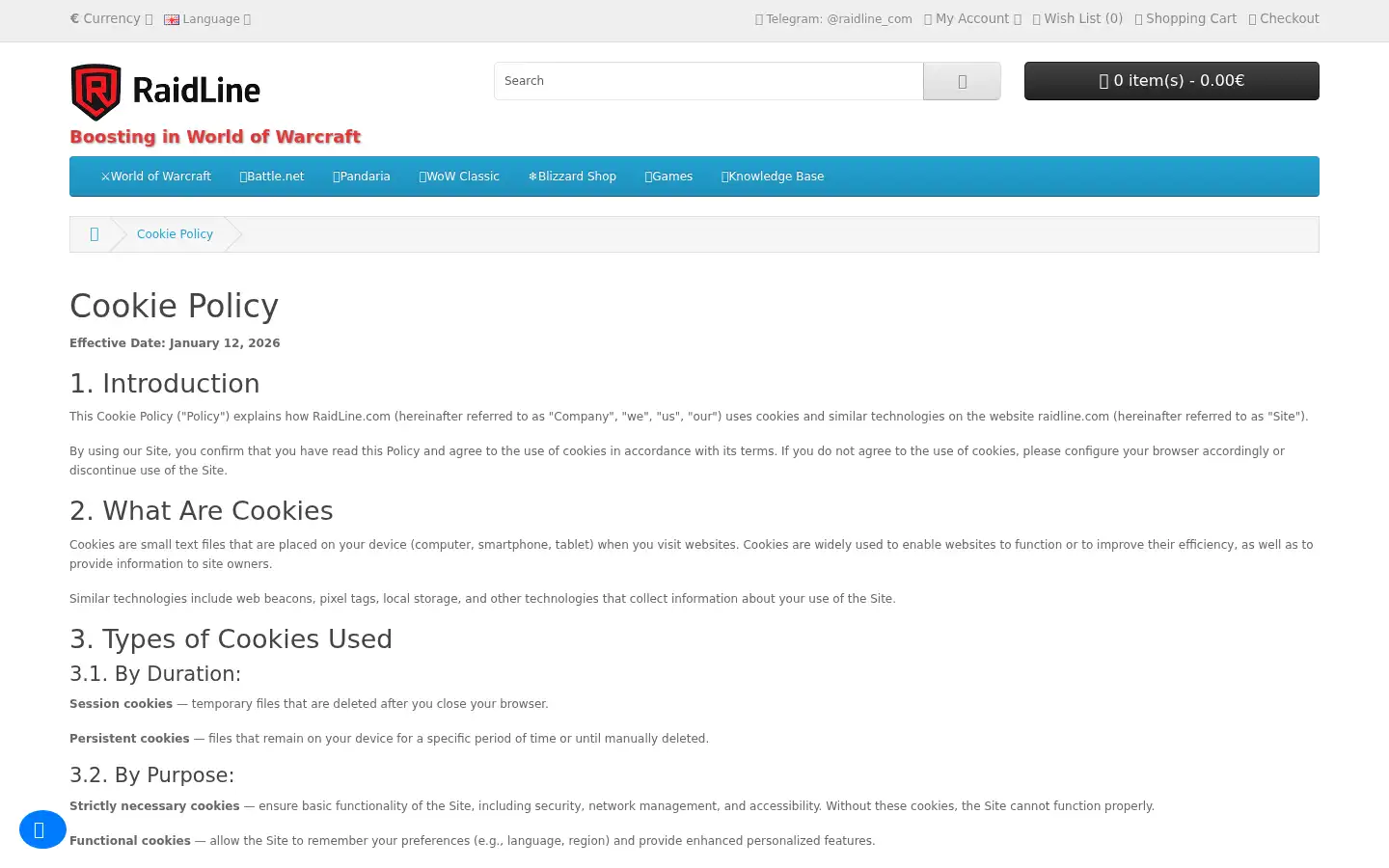 Screenshot of raidline.com