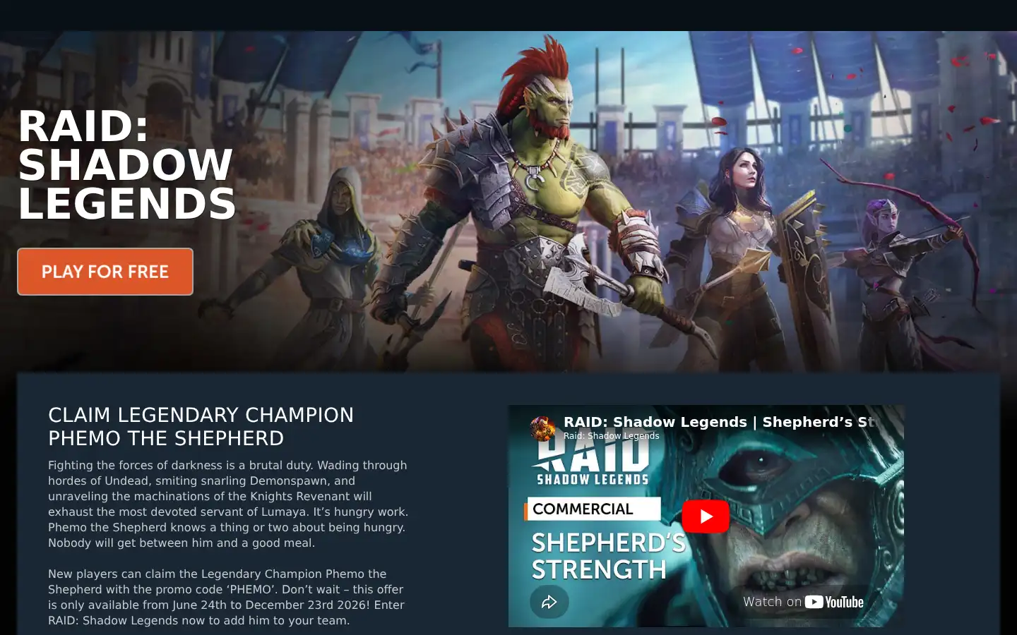 Screenshot of raidshadowlegends.com