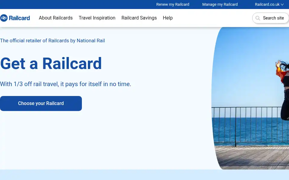 Screenshot of railcard.co.uk