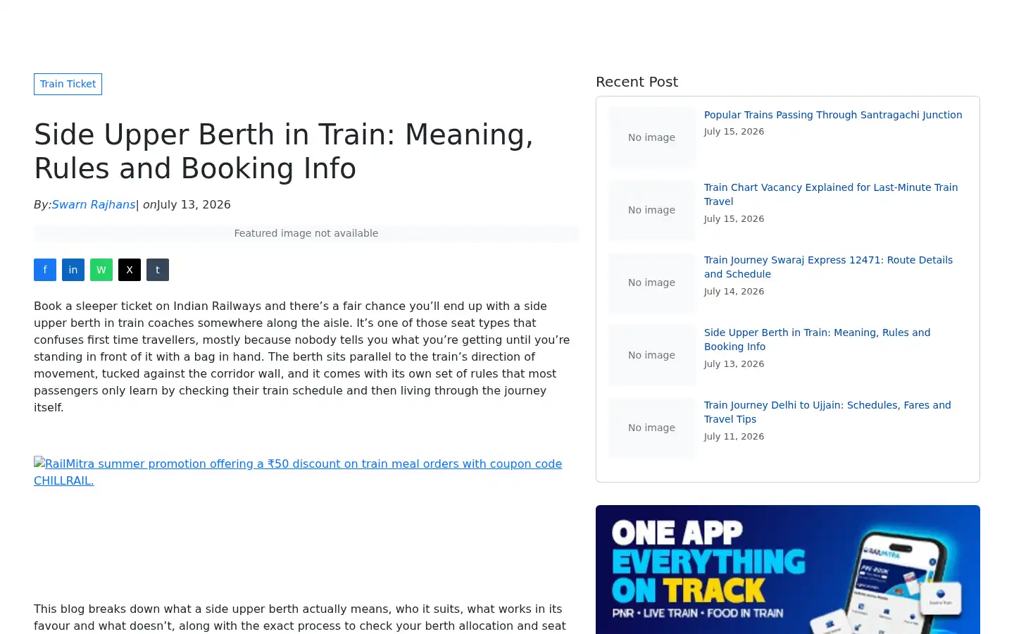 Screenshot of railmitra.com