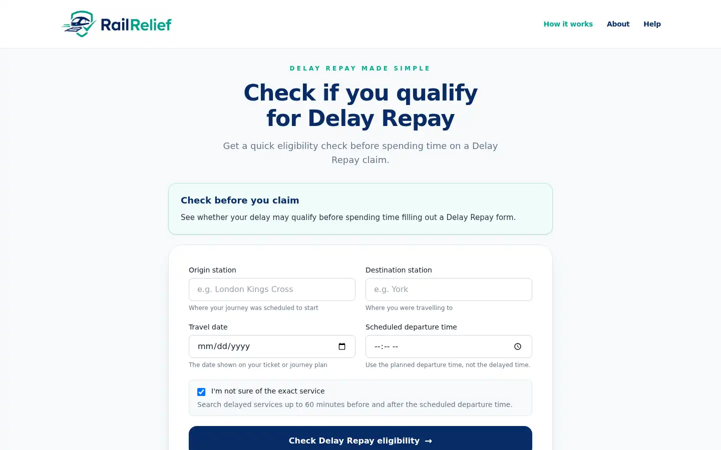 Screenshot of railrelief.co.uk