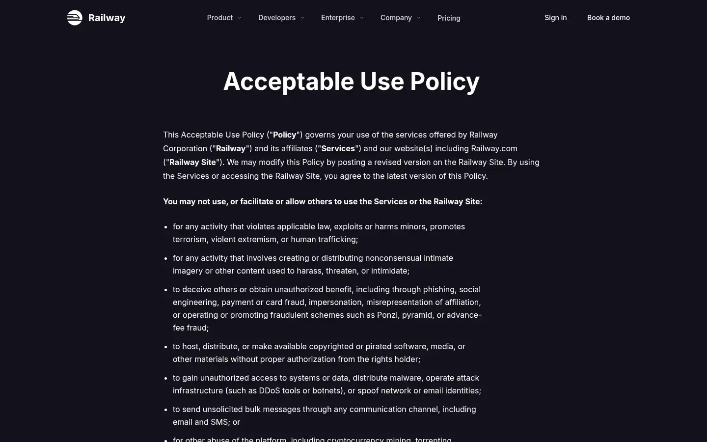 Screenshot of railway.com