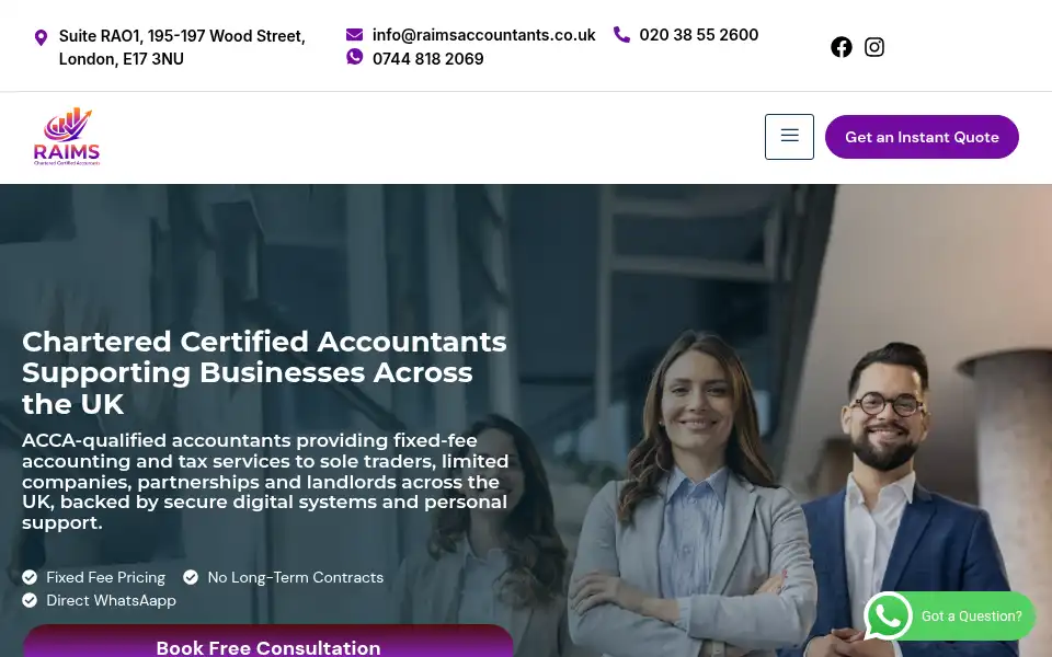 Screenshot of raimsaccountants.co.uk