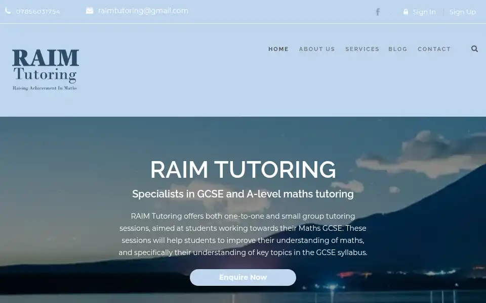 Screenshot of raimtutoring.com