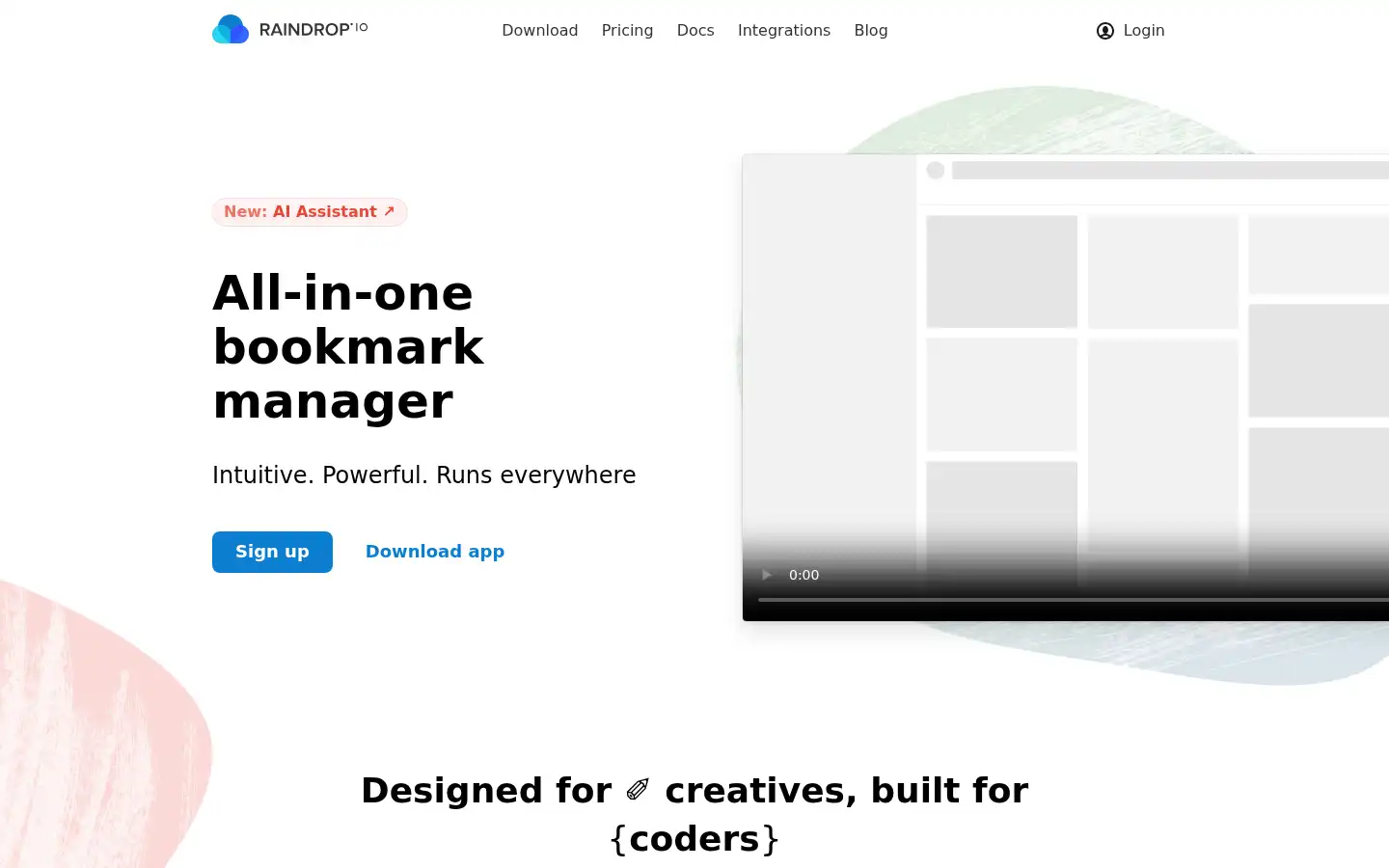 Screenshot of raindrop.io