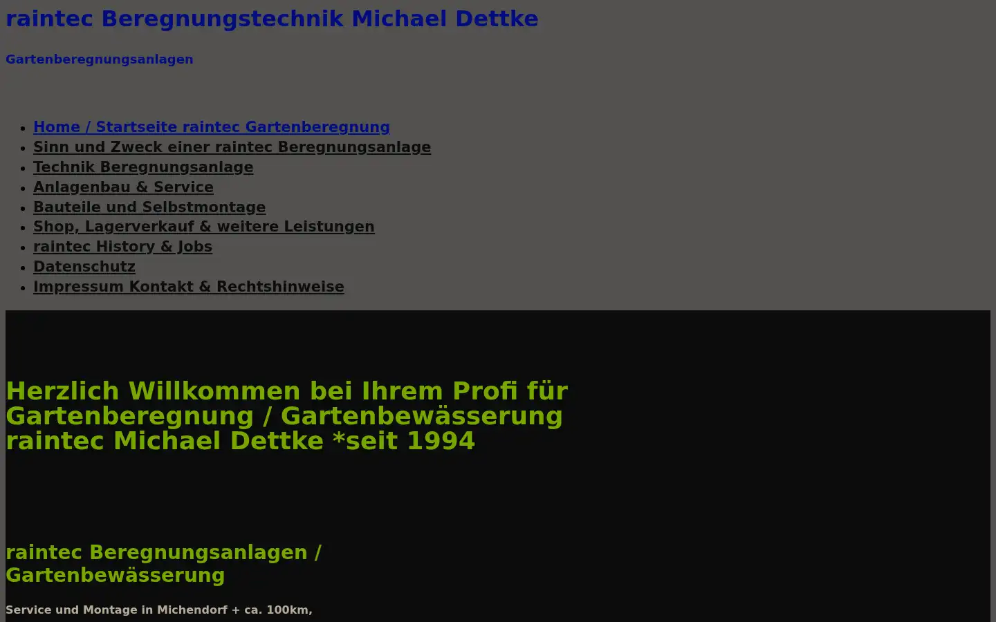Screenshot of raintec.de