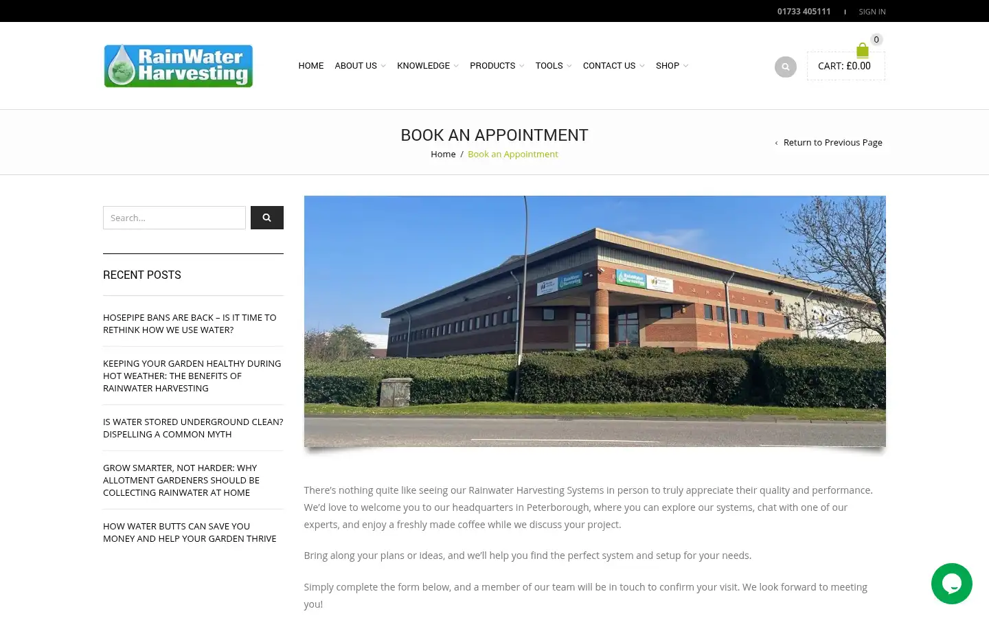 Screenshot of rainwaterharvesting.co.uk
