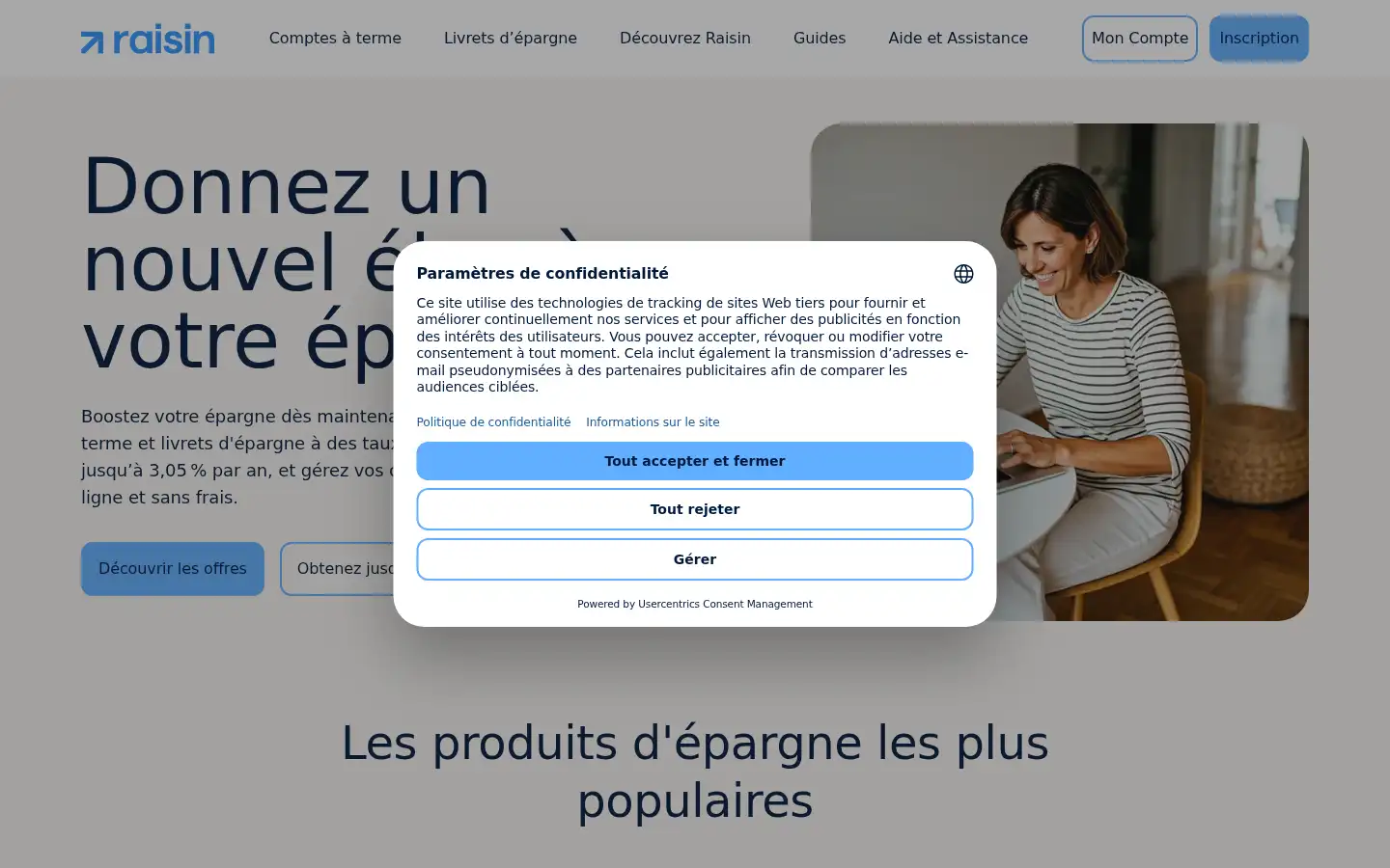 Screenshot of raisin.com