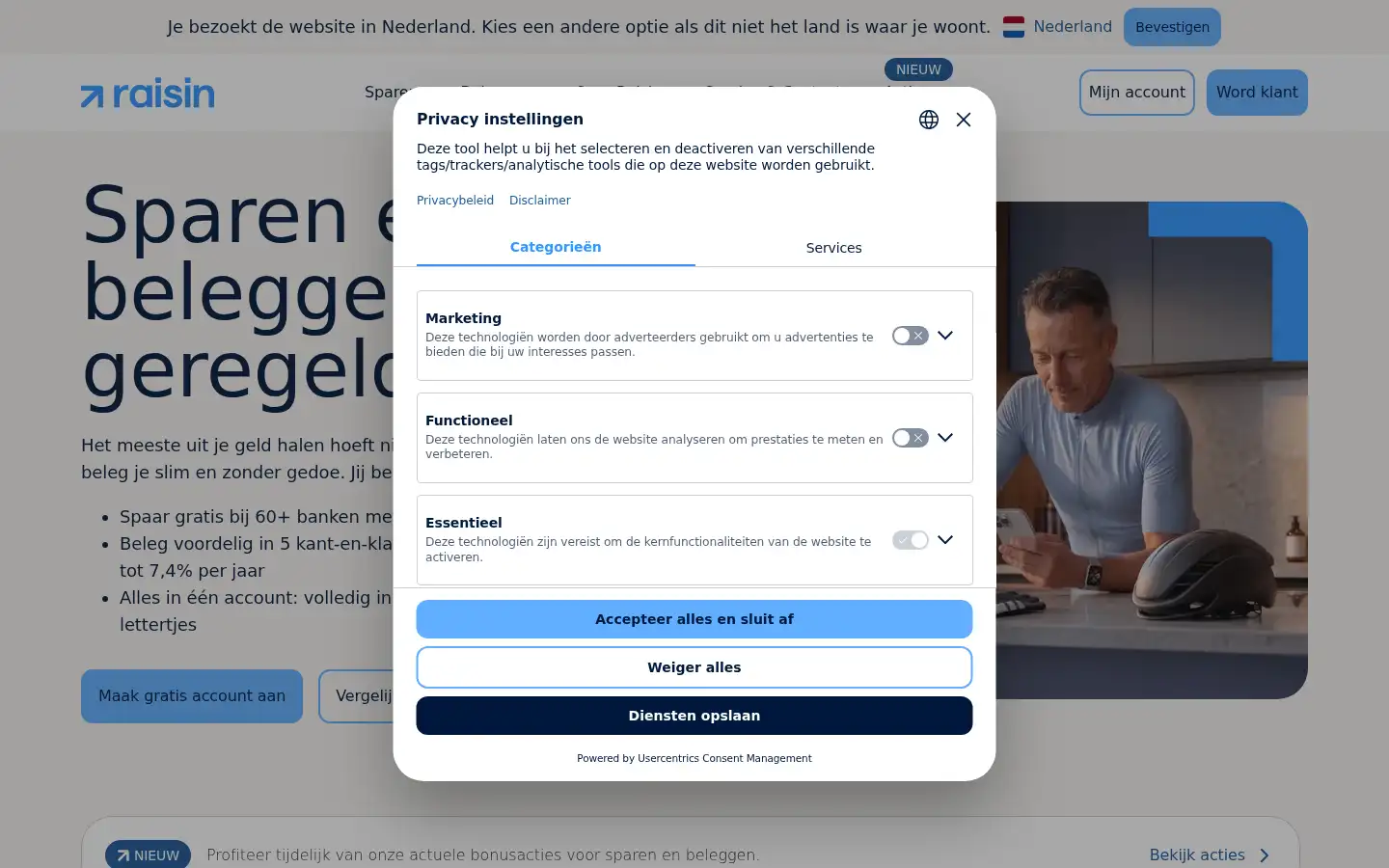 Screenshot of raisin.nl