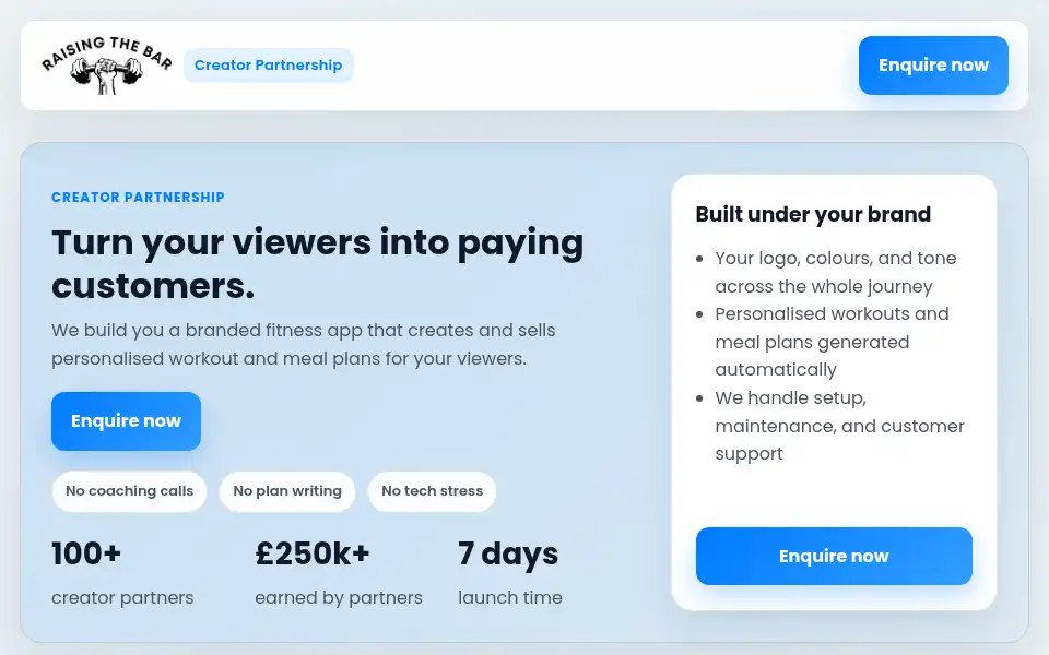 Screenshot of raisingthebarapp.com