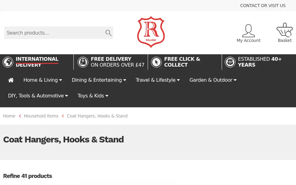 Screenshot of rajanis.co.uk