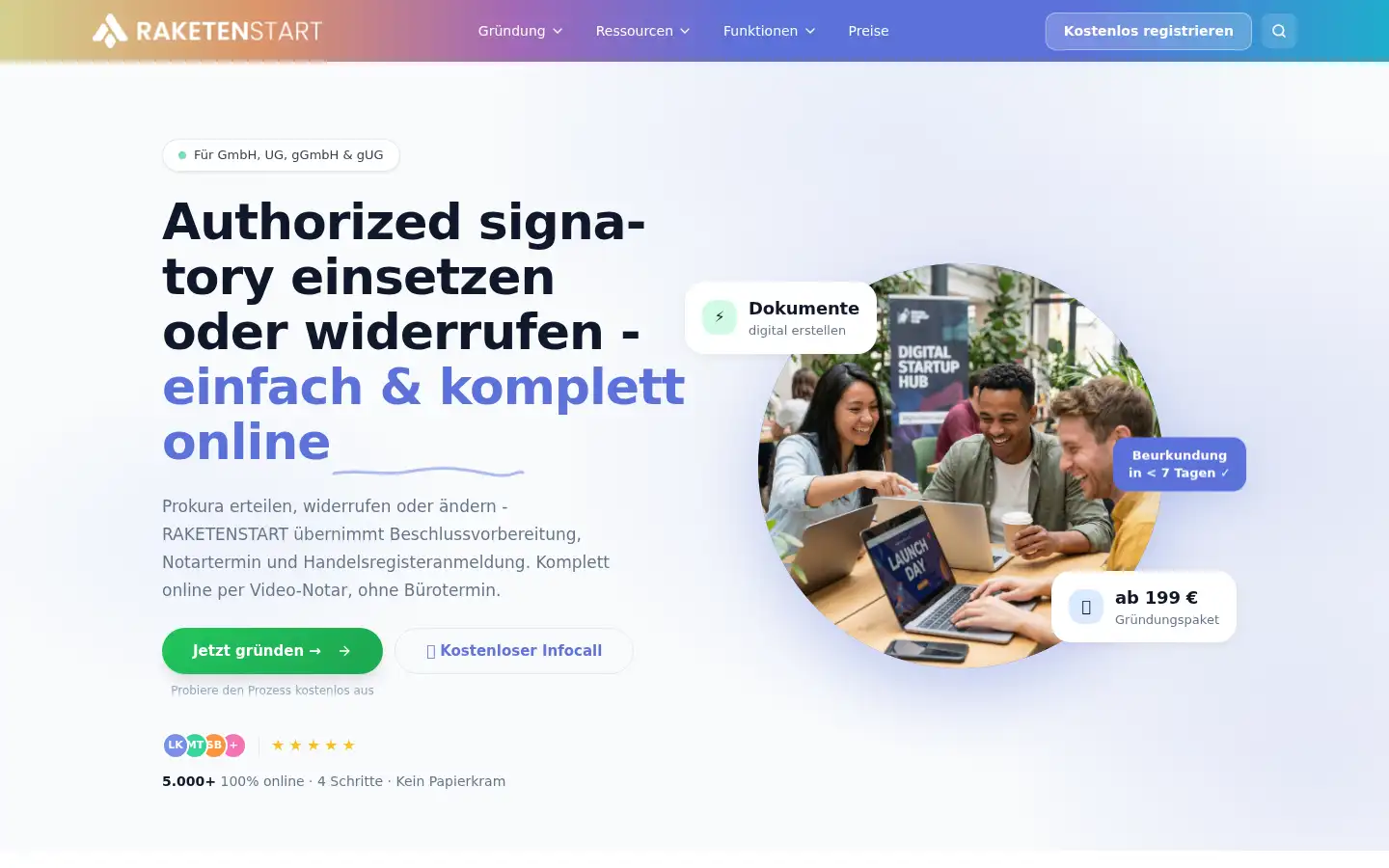 Screenshot of raketenstart.de