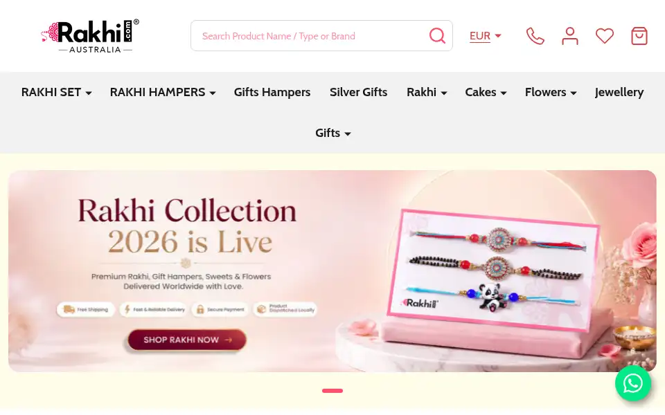 Screenshot of rakhi.com.au