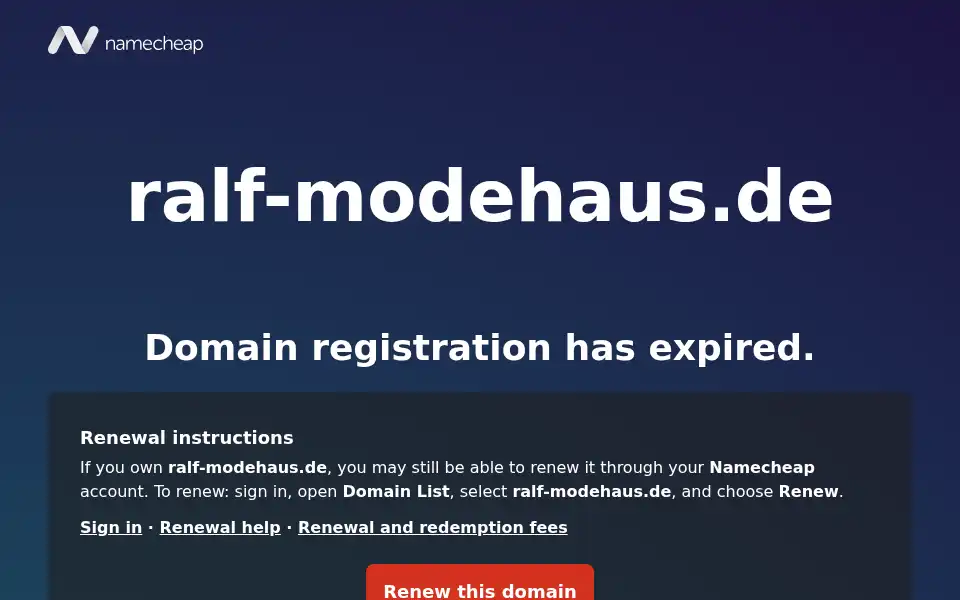 Screenshot of ralf-modehaus.de