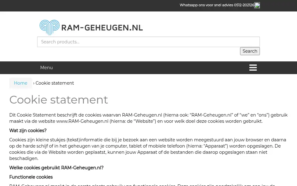 Screenshot of ram-geheugen.nl