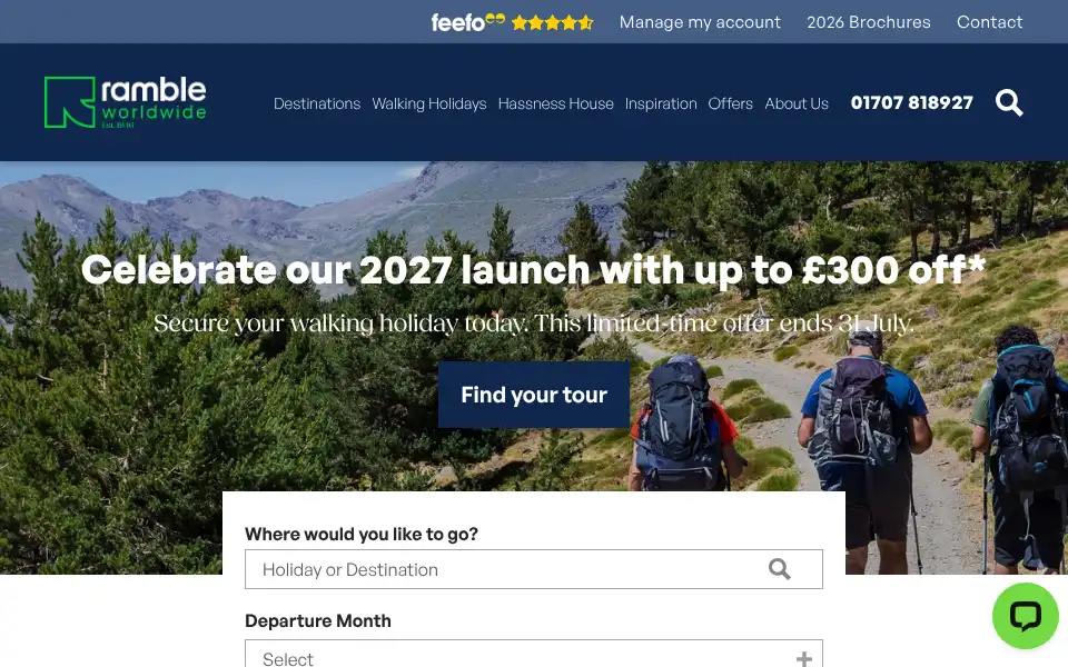 Screenshot of ramblersholidays.co.uk