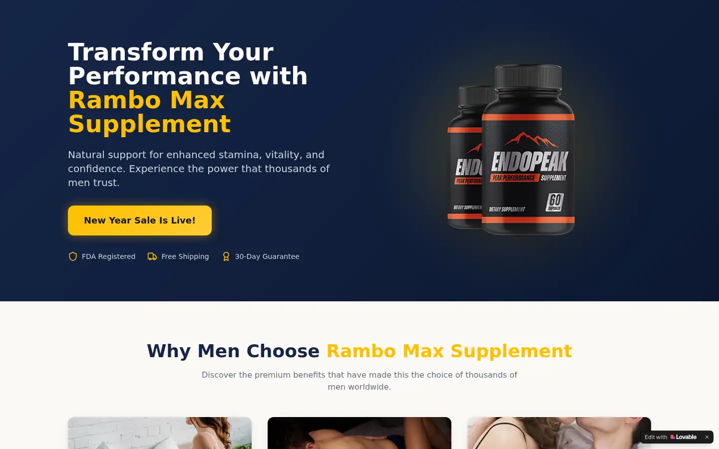 Screenshot of rambo-max-supplement.lovable.app