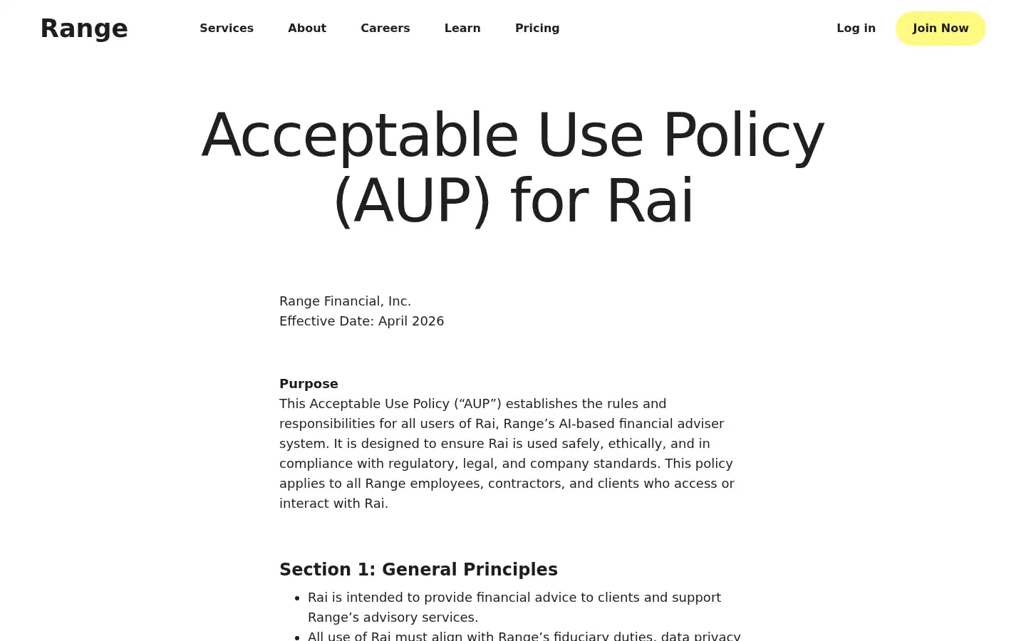 Screenshot of range.com