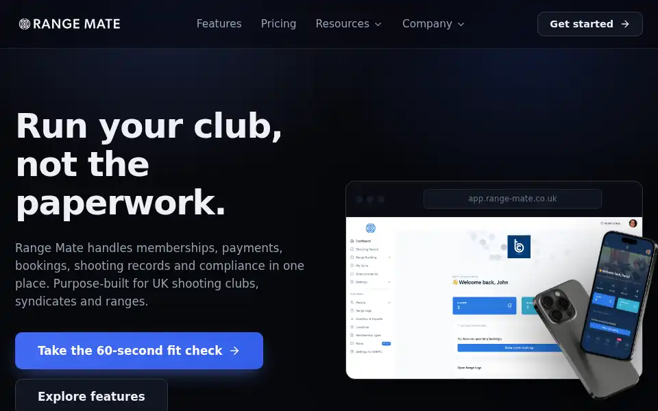 Screenshot of range-mate.co.uk
